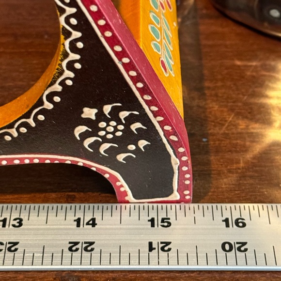 Hand painted Scandinavian wood wine bottle rack food storage kitchen home decor - Picture 6 of 6